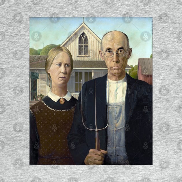 American Gothic, by Grant Wood, Oil on Beaverboard, 1930. by SteelWoolBunny